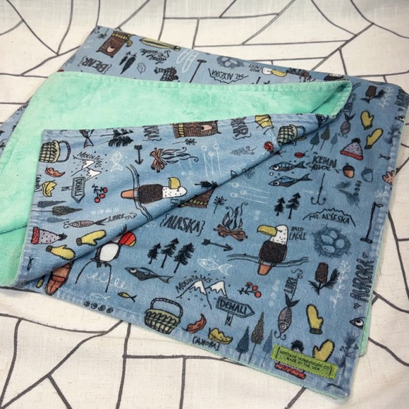 Heritage Homegoods Co Other - Heritage Homegoods Co Baby Blanket 17x16.5 Blue Green Alaska Wilderness Minky